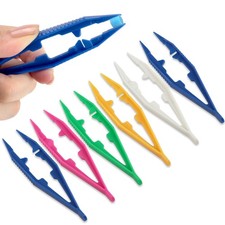 6-Piece Plastic Craft Tweezers for Kids   Non-Slip Bead  DIY Colorful