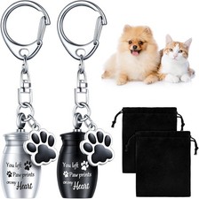 Tudomro 2 Pcs Pet Dog Urns Keychain for Ashes with 2 Storage Bags Basic Style
