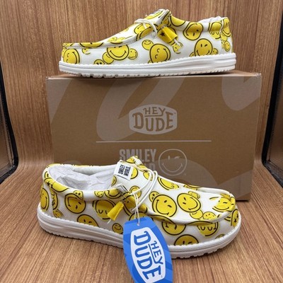 Hey Dude Wally Smiley Men Size 13 White Yellow New  display picture 3