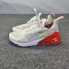 Women's Sz 8 Nike Air Max 270 White Orange Bolt Bright Crimson Shoes AH6789-114