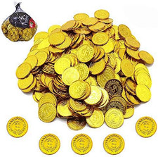 150 Pieces Plastic Play Coins Gold Pirate Treasure Hunt Coins Toys for Hallow...