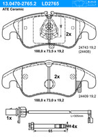 ATE BremsbeläGe Mit ZubehöR Vorne (13.0470-2765.2) FüR Audi A6 C7 A7 Q5 Allroad