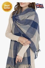 Ladies Tartan Winter Scarf Shawl Women Warm Wrap Fringe Check Blanket Scarf