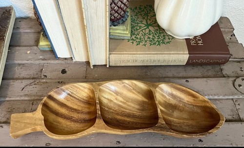 Vintage Alii Woods Honolulu 3 Section Vintage Monkey Pod Serving Tray Tiki Bar