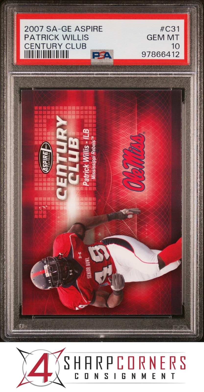 Patrick Willis SA-GE Aspire Century Club #C31 Century Club