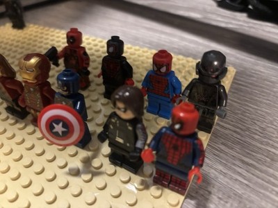 LEGO Minifigure Lot Iron Man Captain America ( CUSTOM Rare Spider-Man Deadpool )