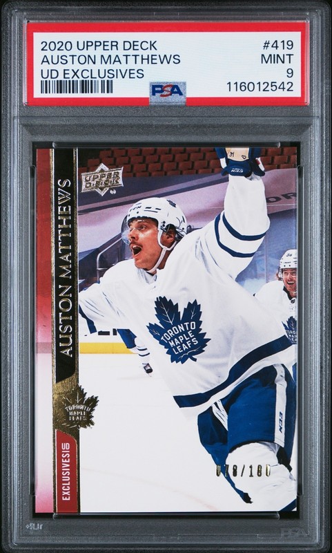 2020-21 Upper Deck Auston Matthews Exclusives /100 PSA 9