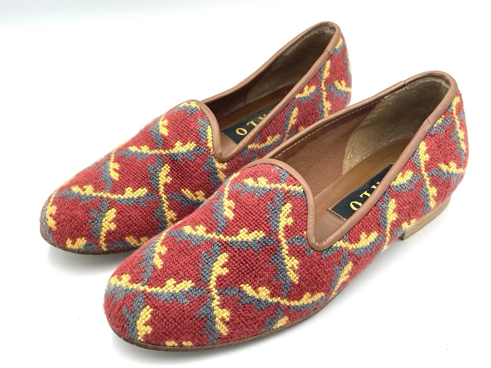 Zalo Needlepoint Vintage Loafers Women’s Shoes Size 6 Tapestry Slippers Spain - Image 2 of 4