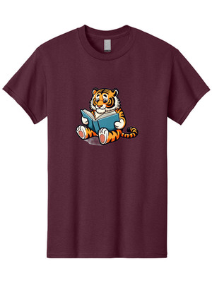 Tiger-Reading-Book Mens Graphic Tee, 100% Cotton, Casual Summer Wear