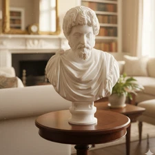 Bust Of Roman Emperor Marcus Aurelius - 10 inches - White
