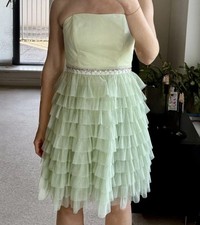 Tulle Cocktail Dress in mint green with shawl, UK10