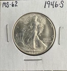 1946-S Walking Liberty Half Dollar GEM BU Blast White 90% Silver - No Reserve