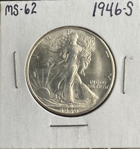 1946-S Walking Liberty Half Dollar GEM BU Blast White 90% Silver - No Reserve
