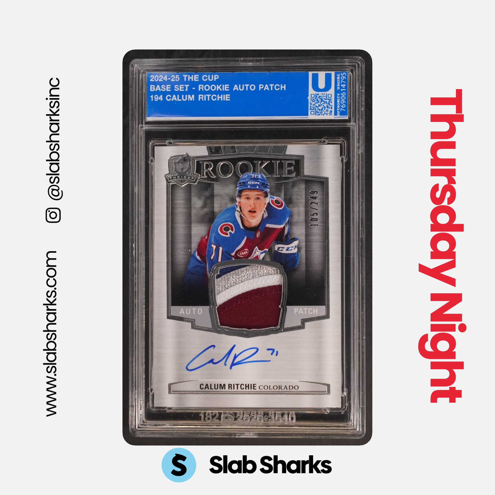 2024 UPPER DECK THE CUP #194 CALUM RITCHIE ROOKIE PATCH AUTO RC /249