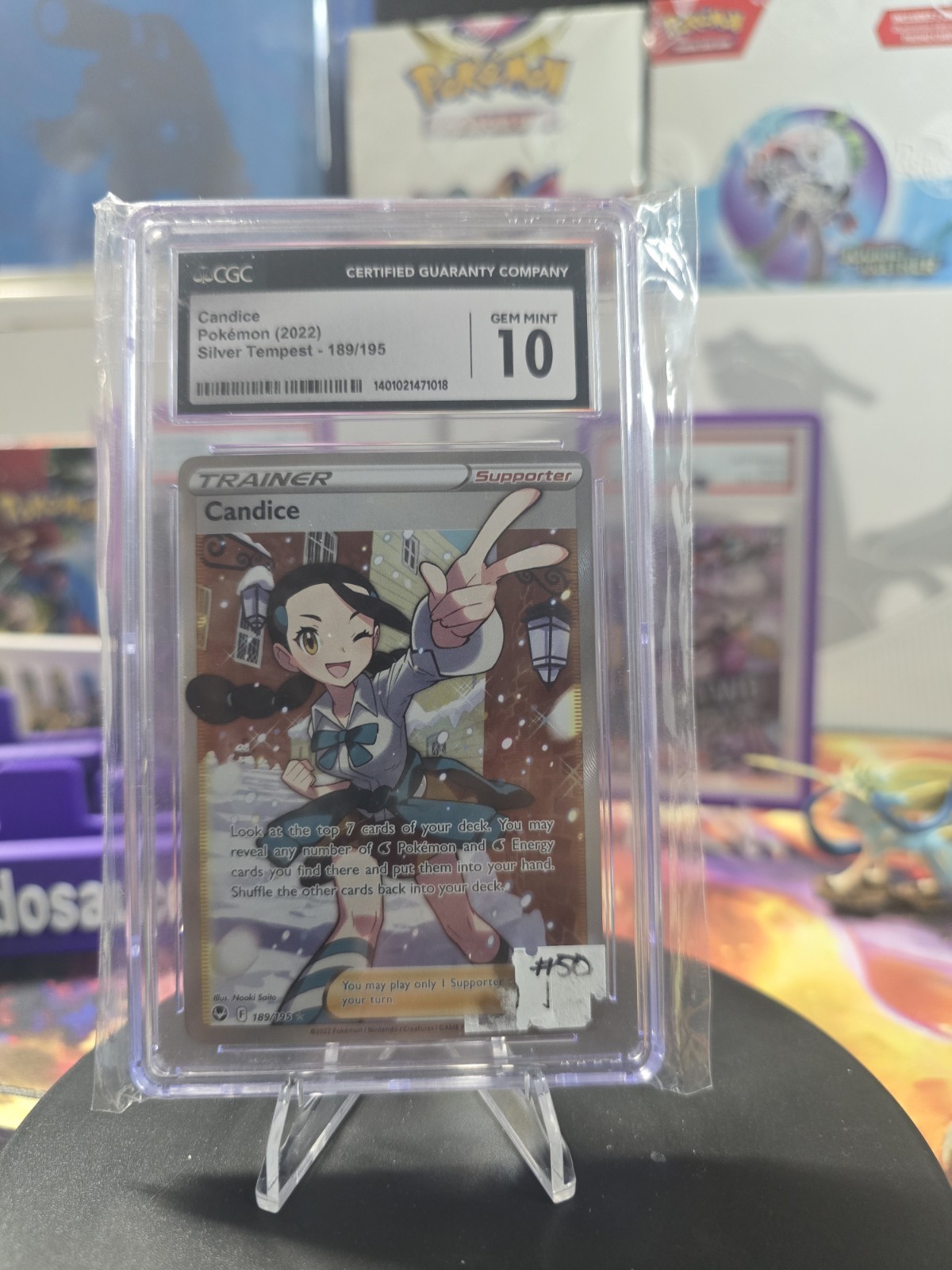 2022 Pokemon SWSH Silver Tempest #189 Full Art Candice PSA 10 Gem Mint