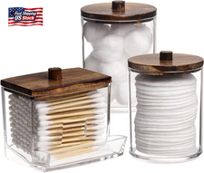 Tbestmax 3 Pack Qtips Holder Bathroom Container, 10 Oz Cotton Ball/Swabs Dispens