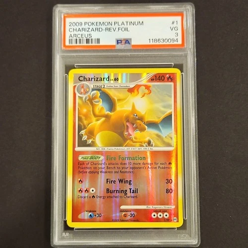 Pokémon 2009 Platinum Arceus Charizard 1/99 Reverse Holo Rare PSA 3 English