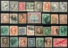 US Stamps Collection — Lot Of 30 Varieties Of Old Unidentified Used Stamps!