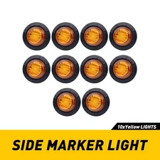 10X LED 3/4" LED Marker Side Light Bullet Amber Round Lamps Set For Trailer Side