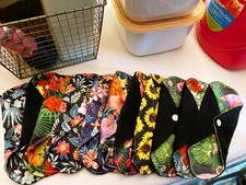 7PCS Reusable Menstrual Pads Bamboo Charcoal Cloth Pads Wet Bag Washable New USA