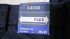 Izod SportFlex Pants Navy Blue Performance Stretch Straight-Fit Men 38 X 31.5