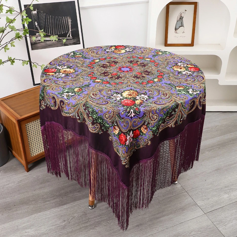 Ретро вечеринки украшения скатерть, красивый и уникальный цветочный кисточки скатерть - Изображение 4 из 4
