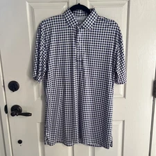 Men’s Collar And CO. Blue Lavender, White Checked Dress Collar Polo Size Large