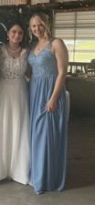 Azazie Blue Bridesmaids Dress Size 10 Long Strapless