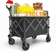 RYGEO Festival Trolley Utility Wagon Cart 140L Capacity with Telescopic Handle 