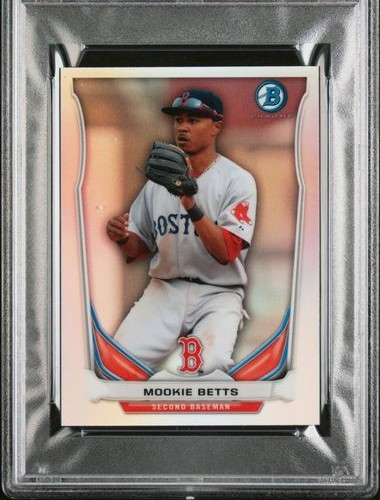 2014 Bowman Chrome Mini Prospect Rookie Refractor #BM-BRS4 Mookie Betts RC PSA 9 view 9