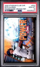 2020 STADIUM CLUB CHROME POWER ZONE ORANGE REFRACTOR PETE ALONSO 23/25 PSA 10