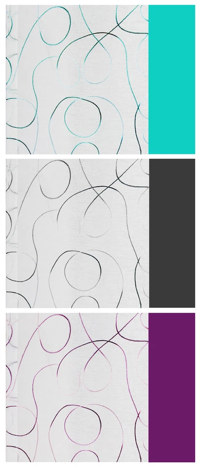 Flächenvorhang Weiß bestickt modern art Schiebegardine halbtransparent 60x245 cm - Bild 2 von 3