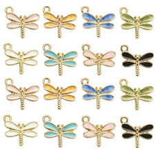 40x Enamel Colorful Dragonfly Charms Pendants for DIY Earrings Jewelry Making