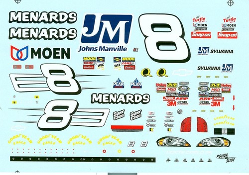 NASCAR DECAL # 8 MENARDS JOHNS MANVILLE 2007 BGN MONTE CARLO EARNHARDT JR. 1/24 - Picture 2 of 6