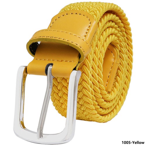 Falari Silver Black Buckle Braided Stretch Belt Canvas Fabric Woven Elastic Belt - Picture 80 of 83