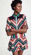 Alice + Olivia Hazeline Rainbow Chevron Shirt Dress Size 2 NWT