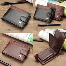 Slim Mens Wallet Bifold Leather ID Credit Card Holder Money Coin Purse With Hasp