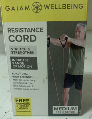 NEW IN SEALED PACKAGE Gaiam Wellbeing Resistance Cord MEDIUM Resistance