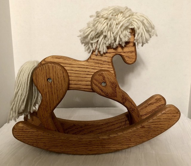 Wood Doll Rocking Horse Toy Vintage Rustic Handmade Solid Small Decor