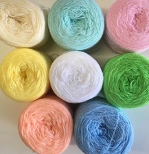 Cristal Lace yarn.. 8 Pastel's Colors. Acrylic/Rayon 900 yards per ball.1 set 8.