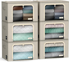 Storage Bins with Metal Frame - Stackable & Foldable Clothes Organizer Bags - Ox