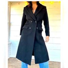 Vintage Fairbrooke Saks Fifth Avenue black long wool coat Deadstock