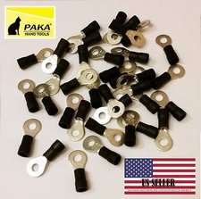 100PCS Wire Ring Terminals Vinyl BLACK 14-12 Gauge AWG Connectors 10
