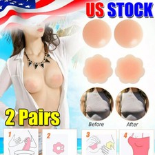 2 Pairs Adhesive Reusable Silicone Petal Nipple Cover Invisible Bra Pad Pasties