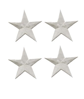 Lot 4Pcs 2 3/8  White Star Embroidery Iron On Applique Patch