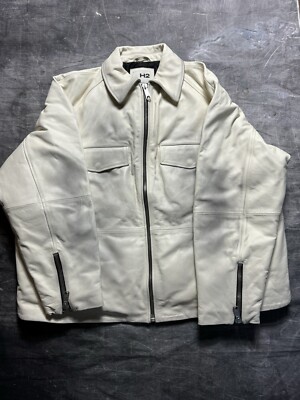 H2 By Heron Preston Leather Jacket In White - Size L - NEW!