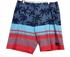Hurley Phantom Weekender 20" Beach Board Shorts Striped/Palm Trees Men  s NWT 32