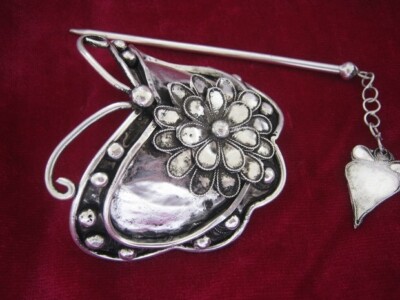Hair Accessory handmade DIY embed miao silver filigree flower headdress hairpin