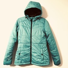Magellan Women Sz M Green Quilted Puffer Jacket Lightweight Insulated Full Zip