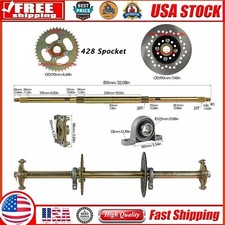 815mm 32" Rear Axle Kit 428 Sprocket Disc Hubs For Go Kart ATV Quad Lawn Mower